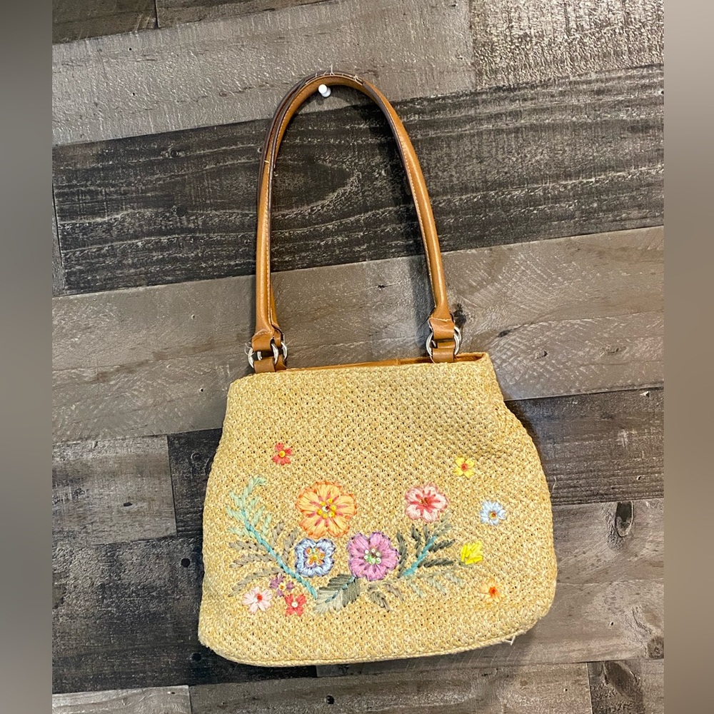 Vintage Embroidered Woven Bag